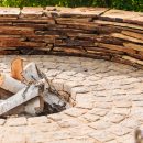 Paver stones building picnic fireplace