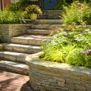 Natural stone slabs for building garden steps